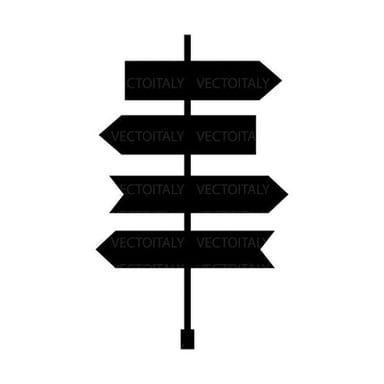 An arrow points in the direction of a destination.