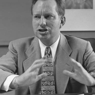 A portrait of science-fiction writer L. Ron Hubbard.