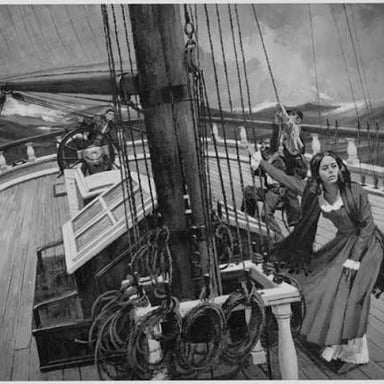 A mariner working aboard a vessel at sea.