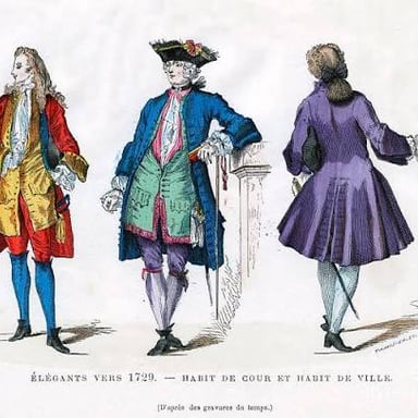A fashionably dressed figure in a showy, dandy-like outfit.