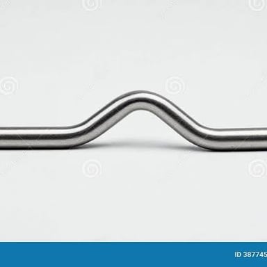 A metal rod bent out of a straight line.