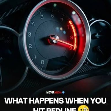 A car tachometer with its needle in the red zone.