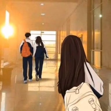 One person looking intently at another.