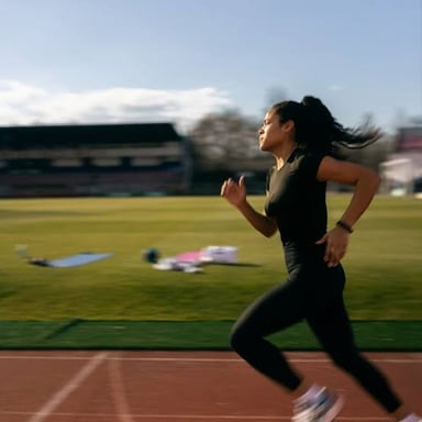 An athlete runs during a fitness workout.