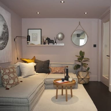Two walls meet to form a corner in a room.