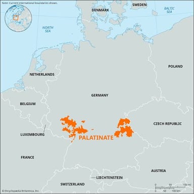 A historical map showing the former Palatinate region in Germany.