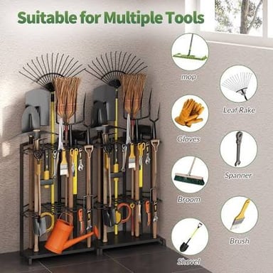 A spanner and a garden rake.