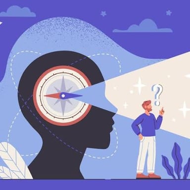 A person pausing to consider a decision, illustrating an intuitive response.