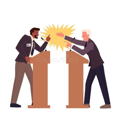 A speaker expressing intense hostility during a debate.