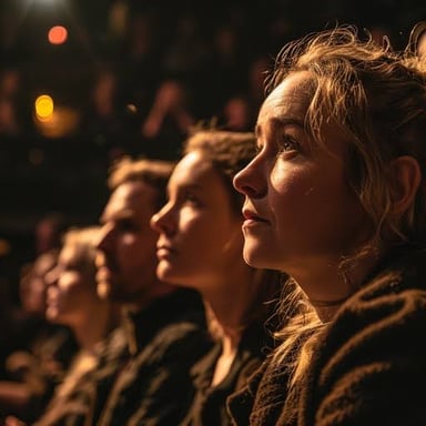 A person watching a performance with intense interest.