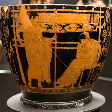 Ancient Greek artwork depicting Odysseus and Penelope.