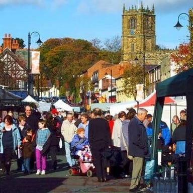 A view of the town centre in Mold, Flintshire, Wales.