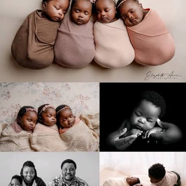 Four newborn babies lying together.