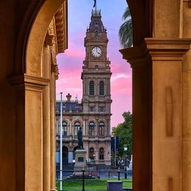Historic gold-rush-era buildings in Bendigo, Victoria, Australia.