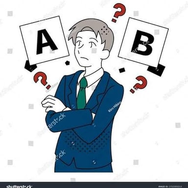 A person pausing while considering two alternatives.