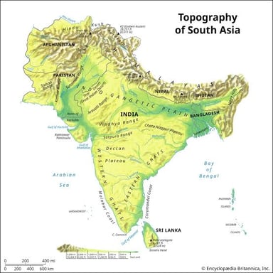 A historical map showing Hindustan in northern India above the Deccan.