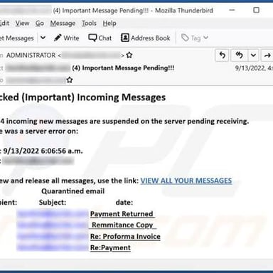 An email inbox displaying incoming messages