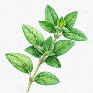 Sprigs of thyme with small green leaves.