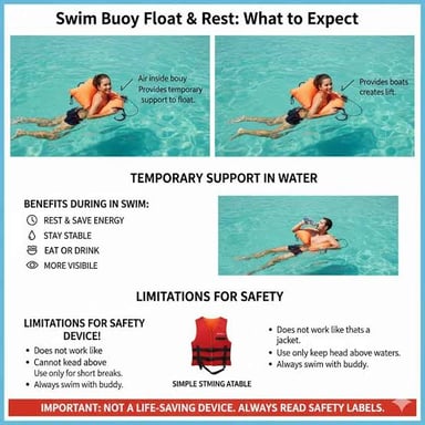 A flotation buoy helping keep a person above water.