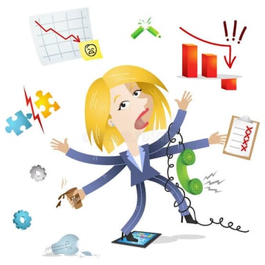 An illustration of someone struggling to complete a practical task.
