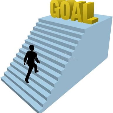A person moving upward along a set of steps.