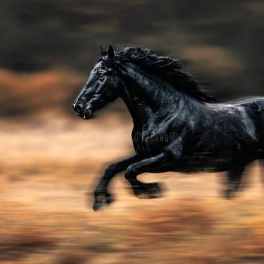 A horse galloping across a field.