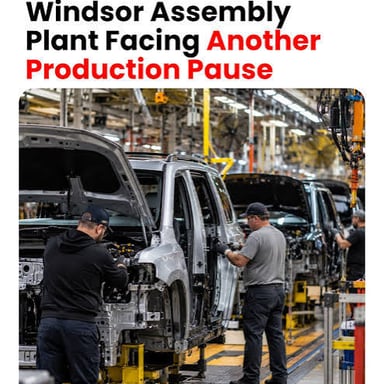 Factory machinery standing idle during a pause in production.