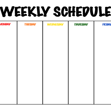 A calendar showing Monday at the start of a workweek.