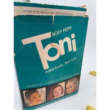 A Toni home permanent kit for curling hair.