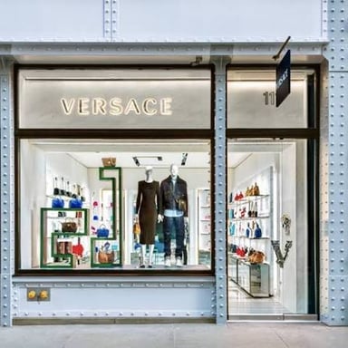 The Versace name displayed on a fashion boutique.