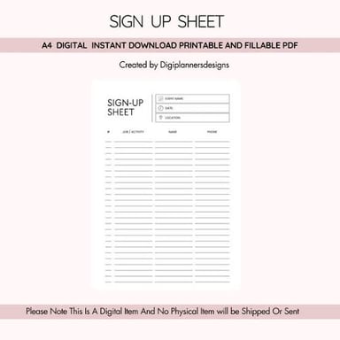 A sign-up sheet for people choosing whether to participate in an event.