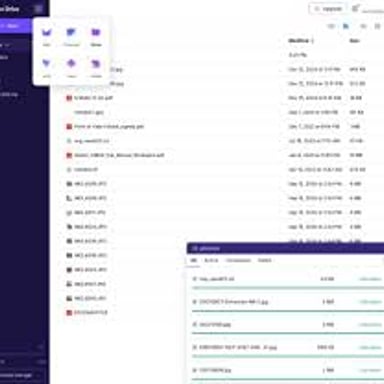 A cloud-storage screen displaying saved digital files.