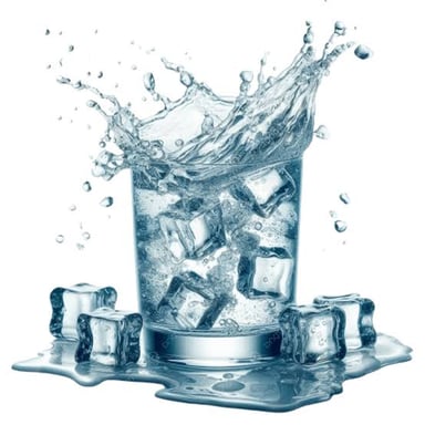 An ice cube dropping into water, making a small plopping splash.