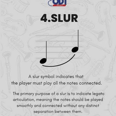 A curved slur above different notes indicates they should be performed smoothly together.