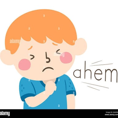 A speech bubble reading “Ahem,” representing a polite throat-clearing sound.