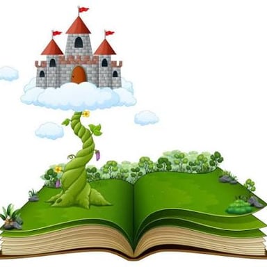 A storybook-style scene suggesting an outlandish, exaggerated story.