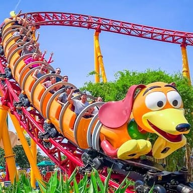 A recognizable amusement-park ride at a Disney theme park.