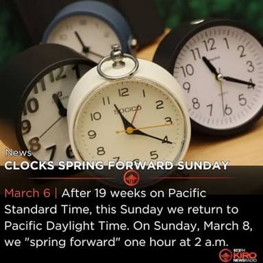 A clock or time-zone display showing Pacific Daylight Time in California