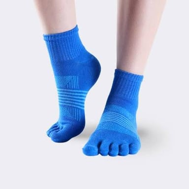 A pair of toe socks showing the separate fabric pockets for each toe.