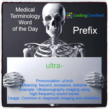 A simple educational graphic illustrating the prefix “ultra-” as meaning beyond or extreme.