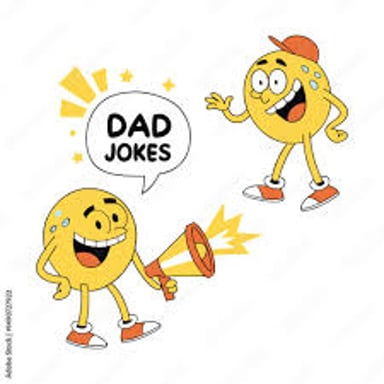 A playful illustration representing the familiar stereotype of a dad telling a corny joke.