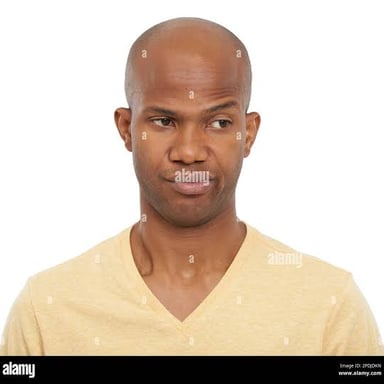 A person showing an unimpressed, indifferent facial expression.