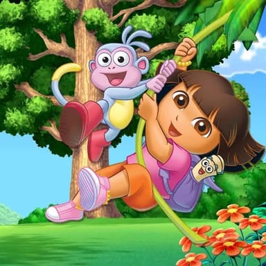 Dora, the animated explorer, shown with her backpack and map.