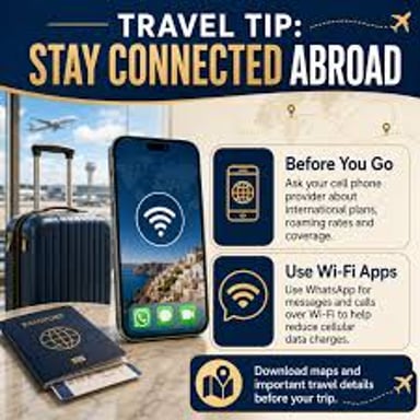 A traveler using a smartphone while abroad, representing cellular roaming.