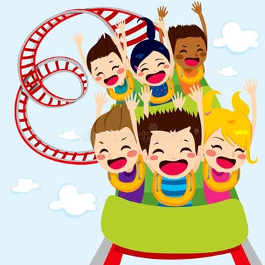 A delighted amusement-park rider enjoying a fast ride