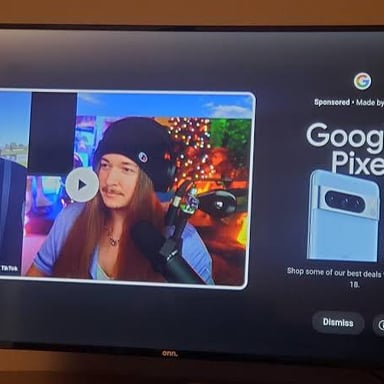 An advertisement appearing during a streaming video.
