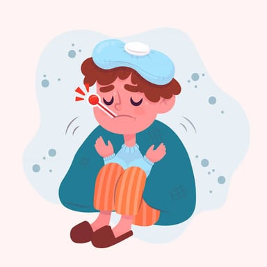 An illustration representing influenza, a contagious respiratory illness.