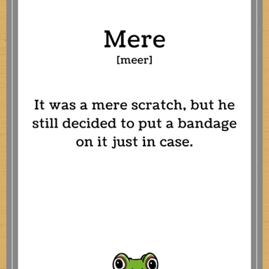 The word mere, meaning slight, unimportant, or nothing more than.