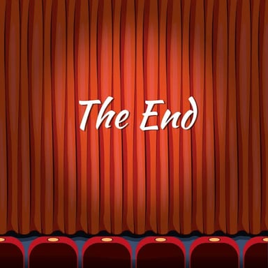 A theater curtain closing after a performance.