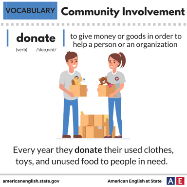 Examples of alms include money, food, or clothing given to people in need.